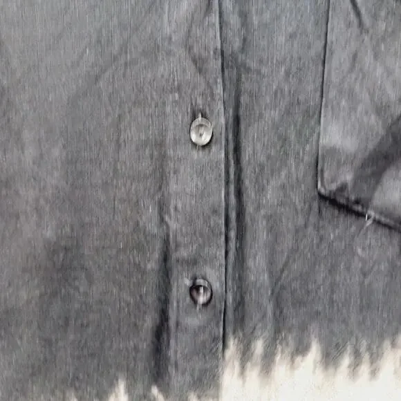 Blouse Size S Black Beige Ombre Linen Whimsycore Y2K Festival Edgy Soft Grunge - Picture 4 of 13